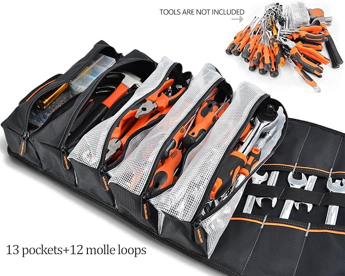 WELKINLAND Men's Tool Roll Organizer, Roll-Up Bag - Image 2