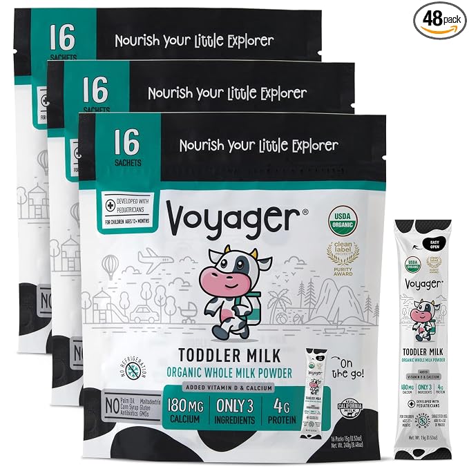 Voyager Toddler Milk On The Go, USDA Organic Shelf Stable Whole Milk Powder by VoyagerMilk