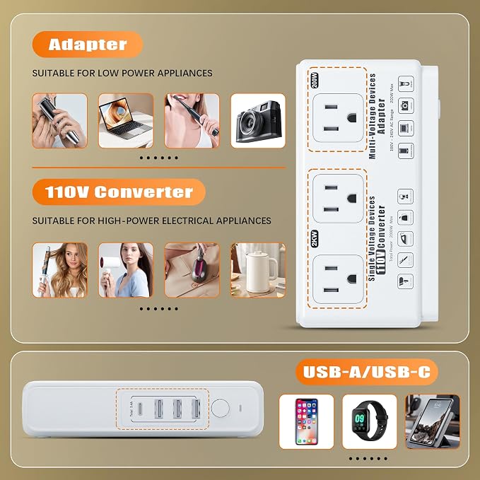 220v to 110v Voltage Converter Adapter: International US to Europe Travel Power - Image 5