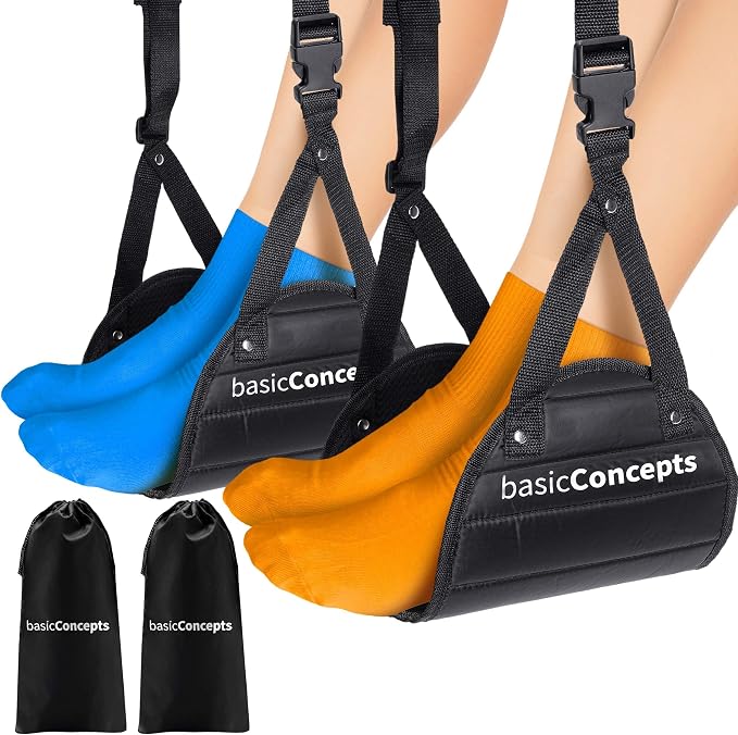 BASIC CONCEPTS Airplane Adjustable Foot Hammock, Perfect or Office Footrest to by BASICCONCEPTS