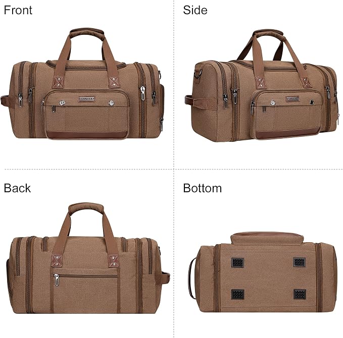 WITZMAN Mens Duffle Bags for Traveling Canvas Weekender Travel Bag Expandable - Image 9