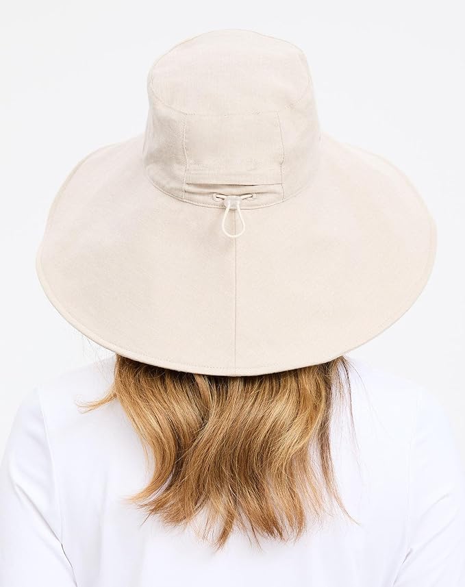 Solbari Women’s Ultra-Wide Cotton Linen Sun Hat UPF 50+, Adjustable - Image 5