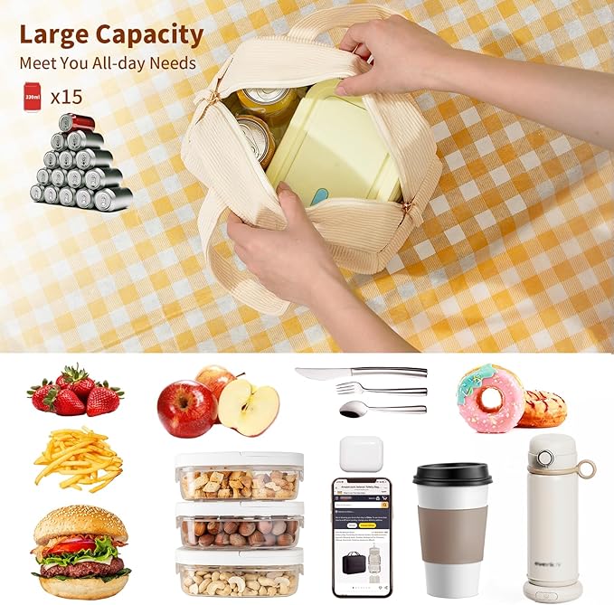 Insulated Lunch Bag for Women, 6-Hour Cold Retention Cooler Tote - Image 4