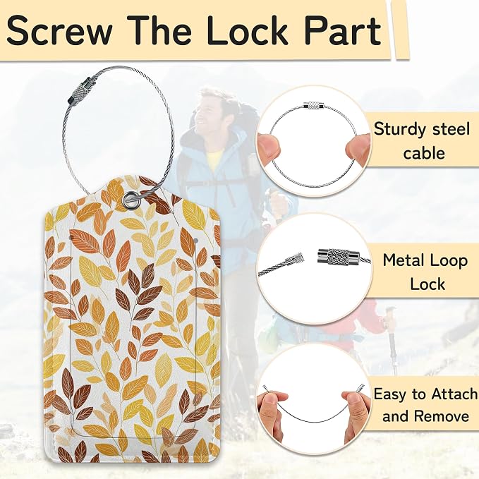 Hello Fall Luggage Tag for Suitcase, Autumn Leaves Design - Image 2