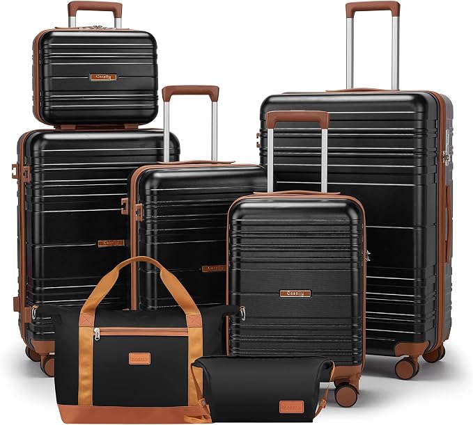 Luggage Sets with spinner wheels, PC+ABS Hard Shell Travel Luggage, Lightweight by Unknown
