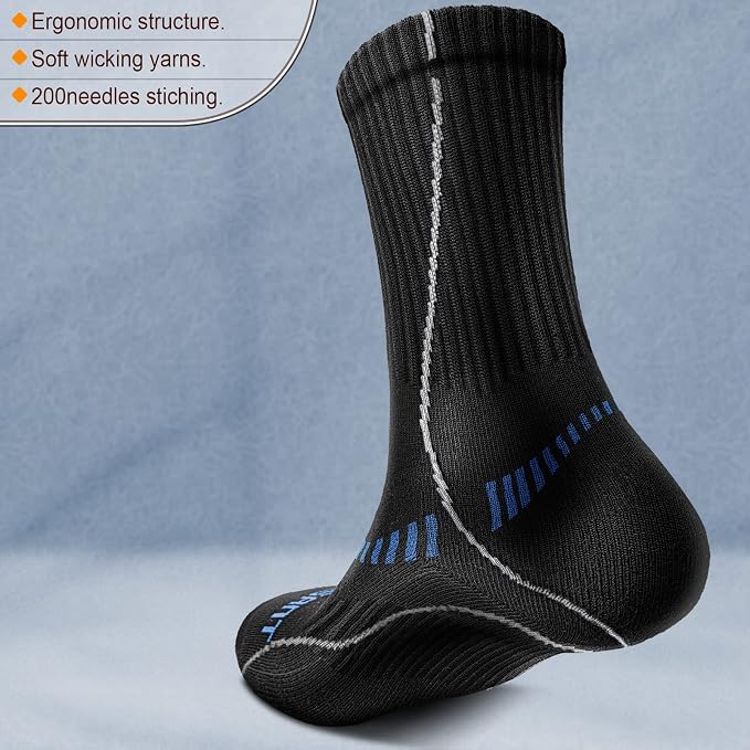 BULLIANT Compression Socks for Men 6Pairs, Athletic Crew Socks Cushioned For - Image 2