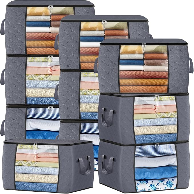 Fab totes 24 Gallons Clothes Storage, Foldable Thick Fabric Blanket Storage Bags by Fabtotes
