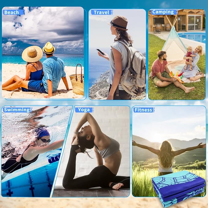 6 Pack Microfiber Oversized Lightweight Beach Towel 71"x32" Extra Thin Large - Image 7