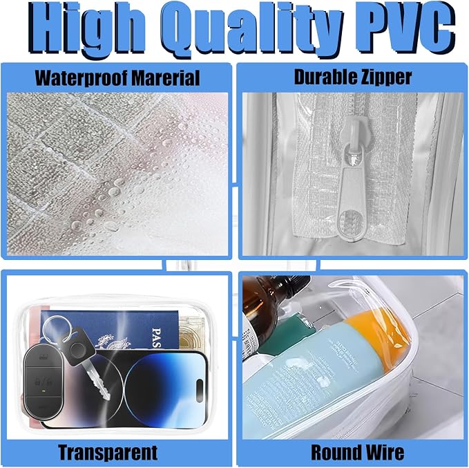 12 Pieces Clear Makeup Bags Bulk, PVC Waterproof Cosmetic Bag - Image 4