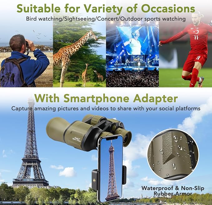 20x50 Binoculars for Adults High Powered, Military Compact HD Waterproof - Image 6