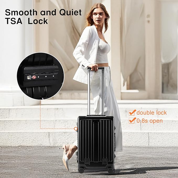 Carry On Luggage 20 Inch, Aluminum Frame Zipperless Luggage, ABS+PC Hard Shell - Image 3