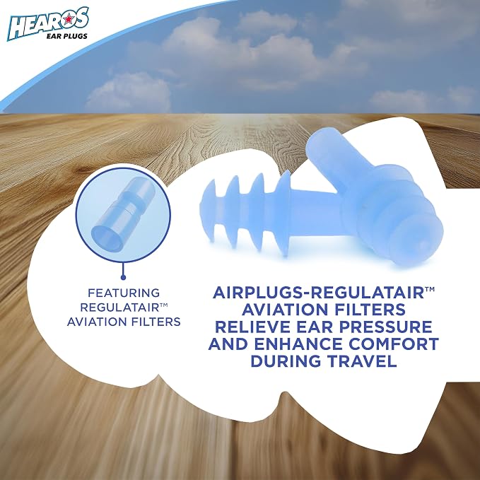 HEAROS AirPlugs Airline Pressure Reducing Earplugs, 1 Pair + Free Case - Image 2
