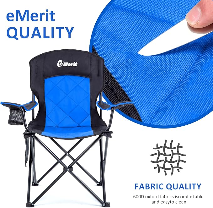 EMERIT 2 Pack Oversized Padded Camping Chair, 350LB Heavy Duty Quad Fold Chair - Image 6