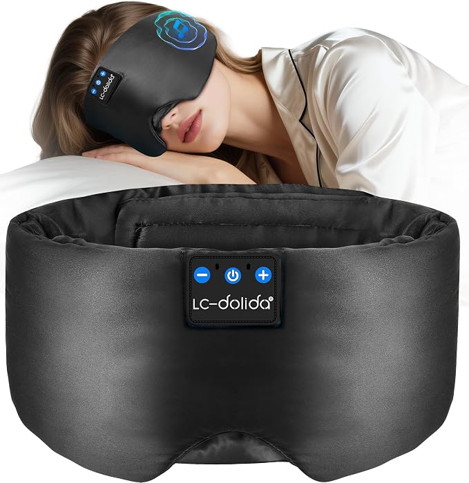 LC-dolida Luxurious Silk Soft Sleep Mask, Sleep Headphones by LC-dolida