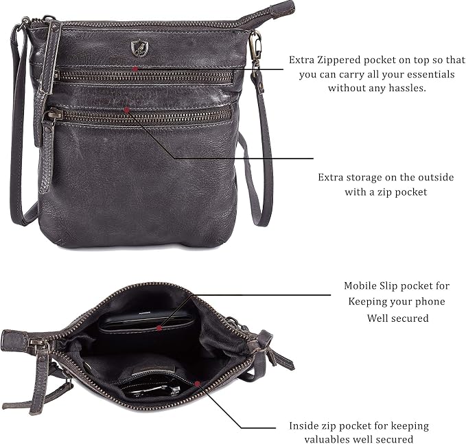 Crossbody Sling Bag for Women Small Real Leather Purse Vintage Travel Crossover - Image 3