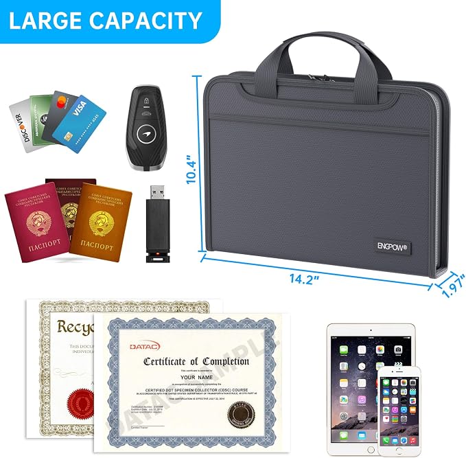 ENGPOW Accordion File Organizer, Fireproof Expanding File Folder - Image 6
