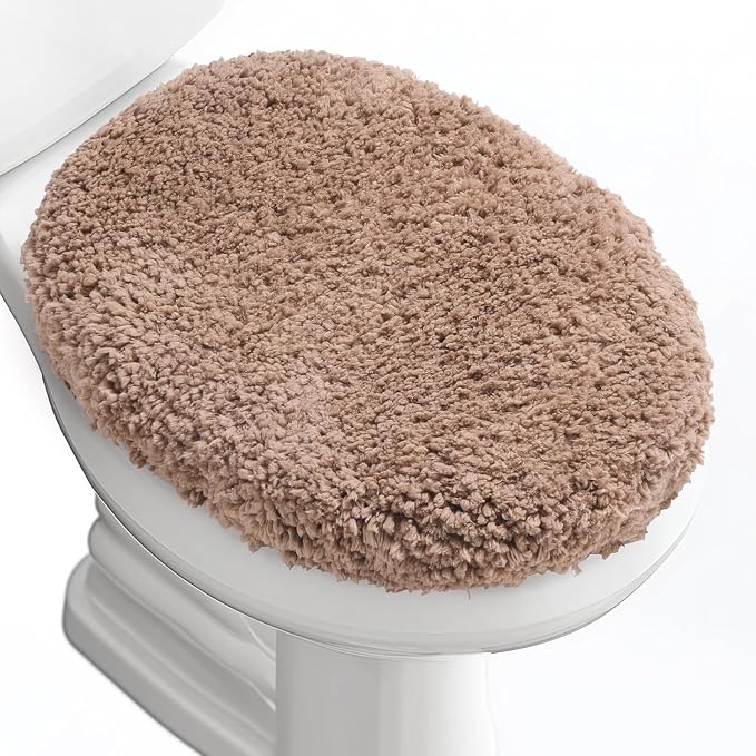 Microfiber Elongated Toilet Seat Cover 19.5"x 15" Machine Washable Solid Toilet by Baahrnom
