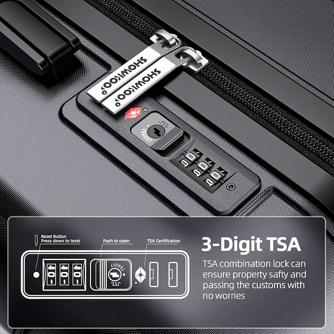 SHOWKOO Luggage Sets Expandable PC+ABS Durable Suitcase Double Wheels TSA Lock - Image 5