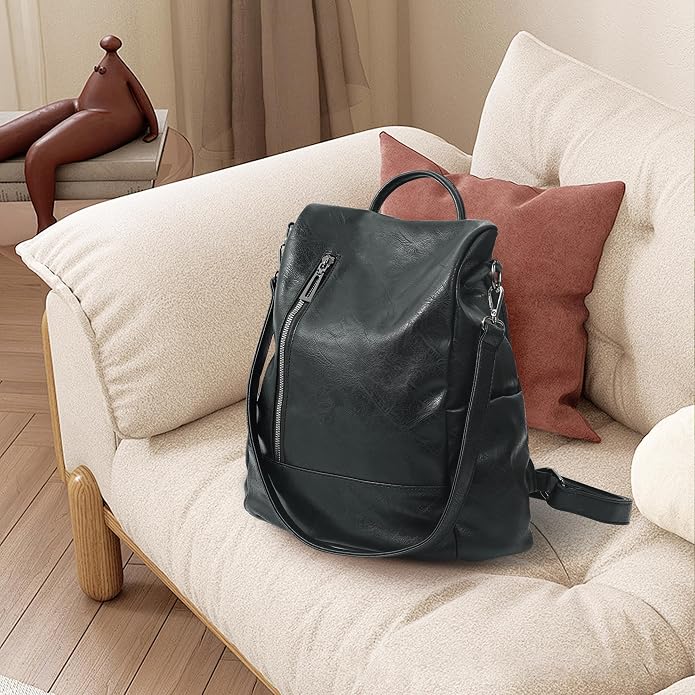 Women Backpack Purse PU Leather Anti-theft Casual Shoulder Bag Fashion Ladies - Image 8