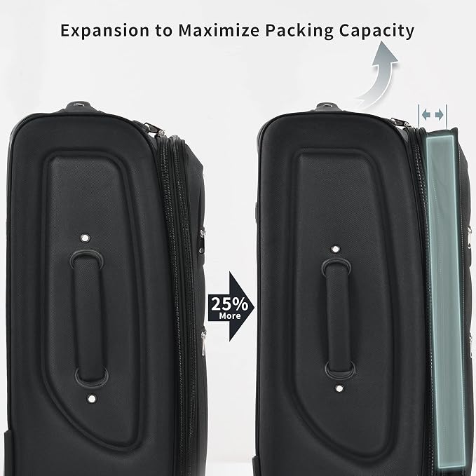 Merax Softside Luggage Set Softshell Lightweight 3 Piece Spinner Suitcase 22" - Image 2