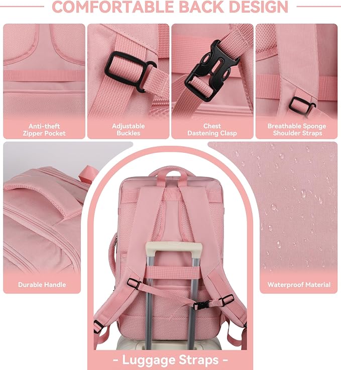 Travel Laptop Backpack for Women, 50L Expandable Extra Large Backpack, Carry On - Image 6