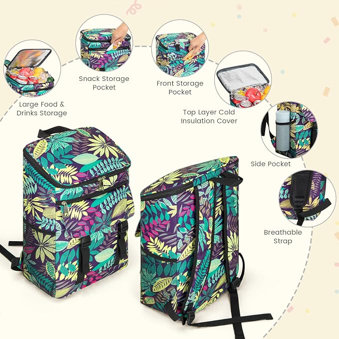 Cooler Backpack Soft Insulated Leak Proof 30 Cans Insulated Backpack Cooler - Image 4