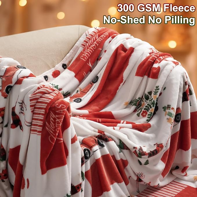 PHF Printed Fleece Throw Blanket, No Shed No Pilling Ultra Soft Plush Cozy Xmas - Image 2