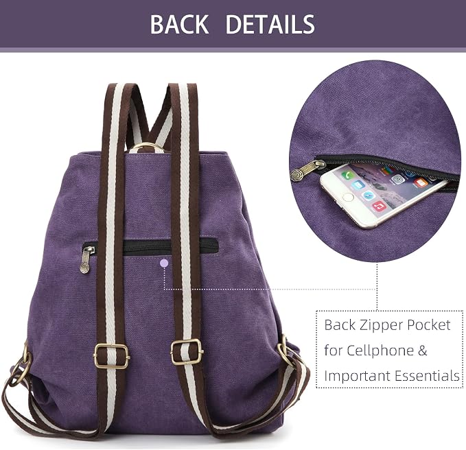 Goodhan Women Canvas Backpack Daypack Casual Shoulder Bag, Vintage Heavy-duty - Image 3