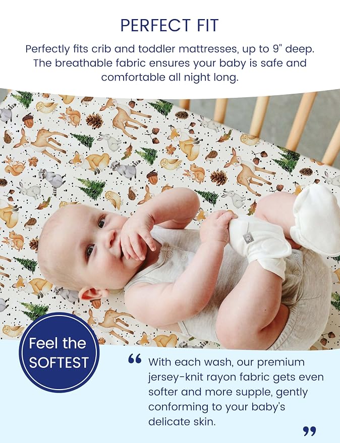 TotAha Crib Sheets for Boys Girls, Premium Soft Crib Mattress Fitted Sheet - Image 3