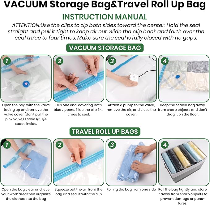 Vacuum Storage Bags, Comforters, Pillows-5 Jumbo+5Large Space Bag Vacuumm - Image 5
