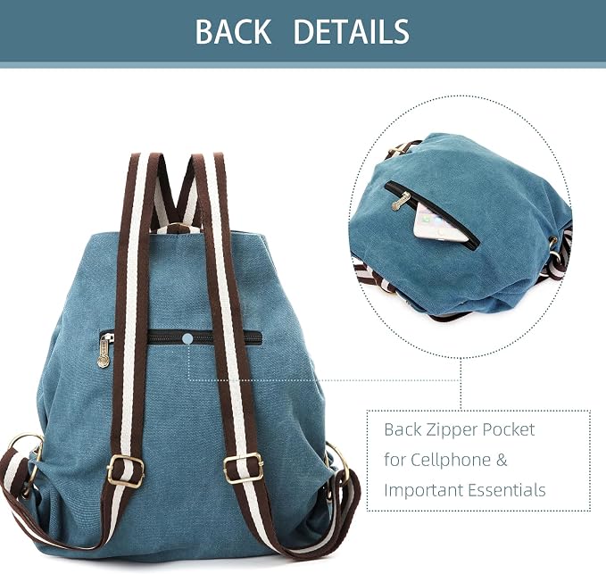 Goodhan Women Canvas Backpack Daypack Casual Shoulder Bag, Vintage Heavy-duty - Image 3