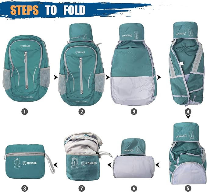 ZOMAKE Ultra Lightweight Packable Backpack 25L, Foldable Hiking Backpacks Water - Image 6
