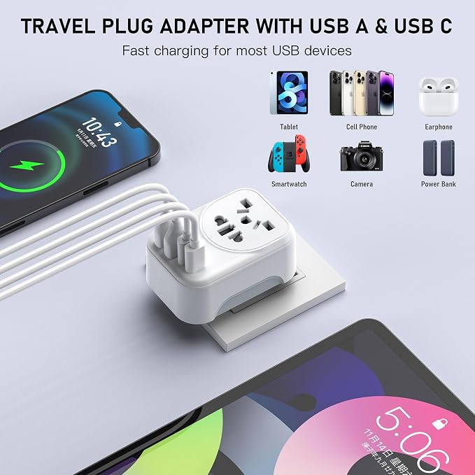 World to US Canada Travel Plug Adapter, Europe/China/Japan/Australia/UK to USA - Image 5