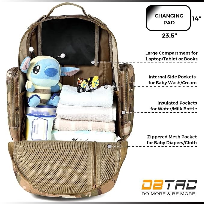 Diaper Bag Backpack for Dad, DBTAC Large Baby Nappy Bag for Men w/Changing Mat - Image 3