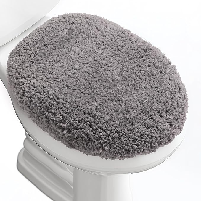 Microfiber Elongated Toilet Seat Cover 19.5"x 15" Machine Washable Solid Toilet by Baahrnom
