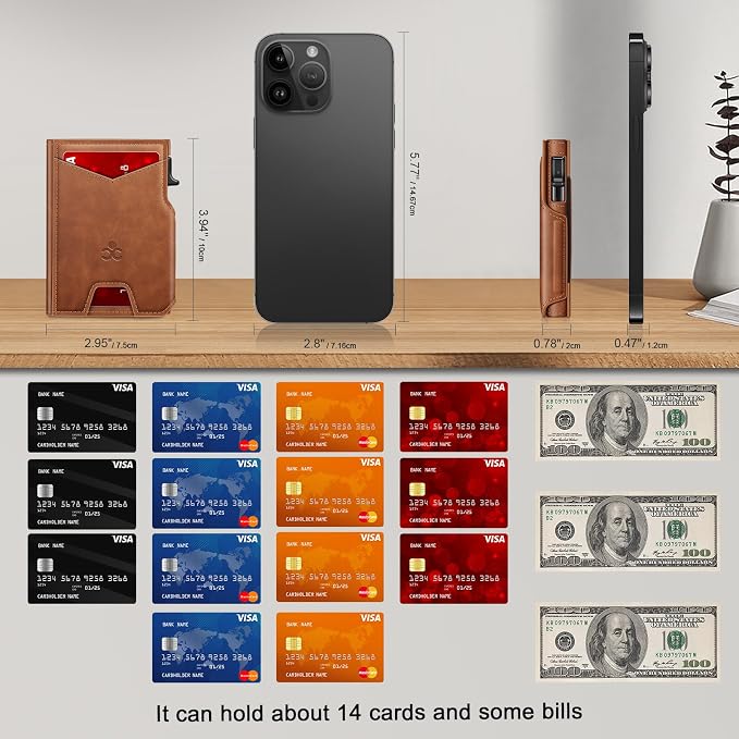 Wallet for Men Wallet with Slim Pop Up Card Holder 9-13 Cards, Bifold - Image 6