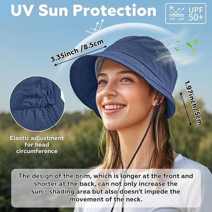 Sukeen Lightweight Bucket Hat for Women Quick-Dry Hiking Hat Packable Foldable - Image 2
