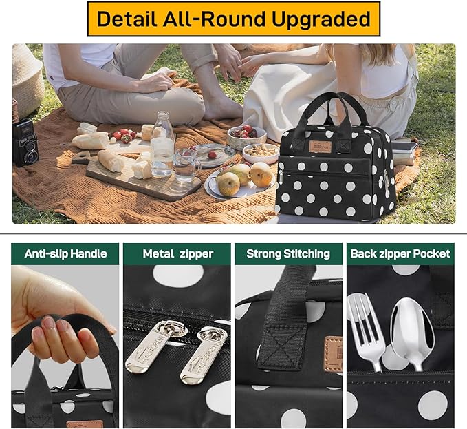 HOMESPON Insulated Lunch Bag for Women Men Lunch Box Cooler Lunch Tote for Work - Image 4