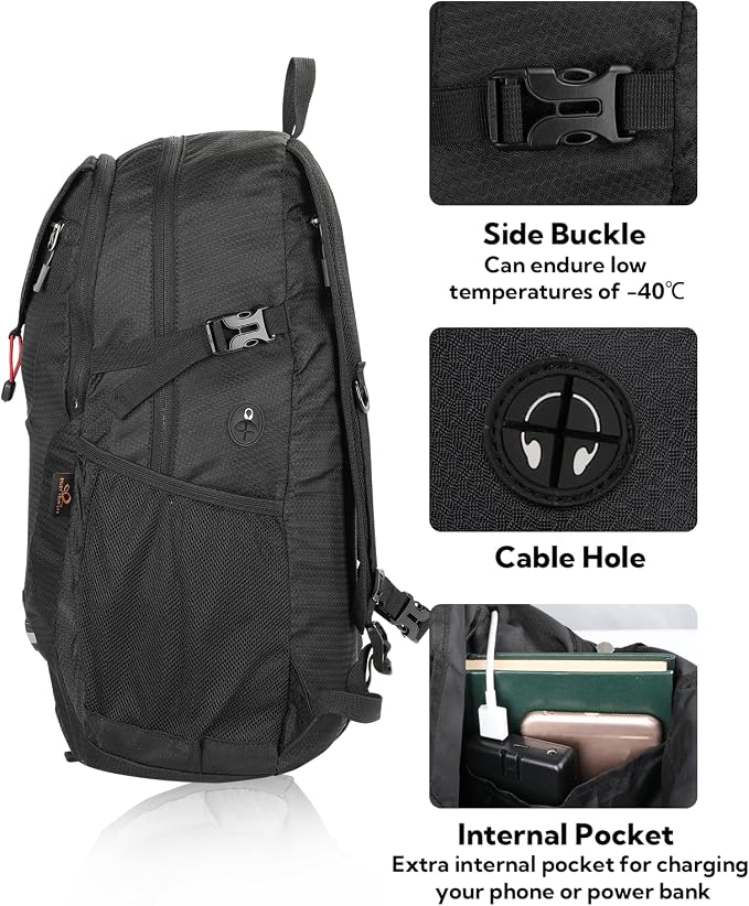 WATERFLY Lightweight Packable Hiking Backpack: 30L Foldable Travel Daypack - Image 4
