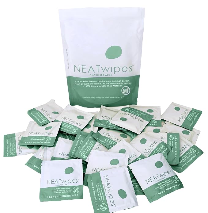 NEATwipes Hand Sanitizing Wipes | Travel Size | Disposable Wet Wipe & by NEATGOODS