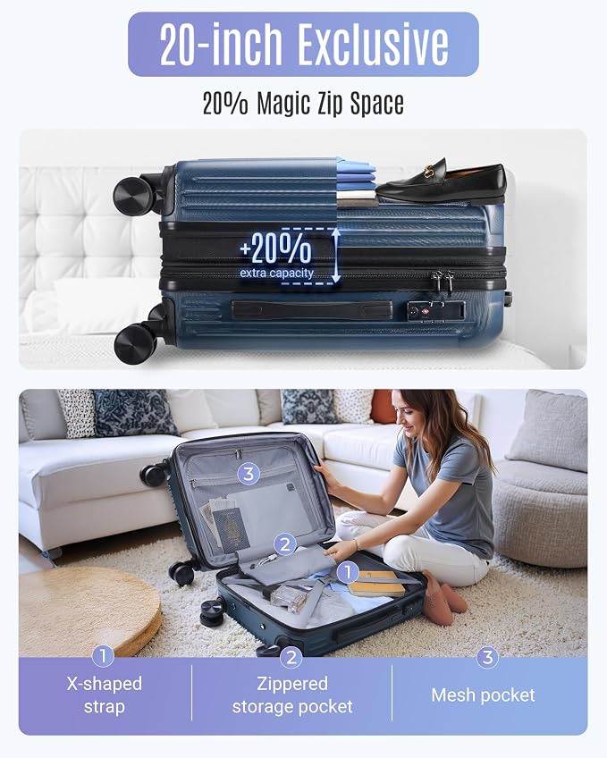 LIGHT FLIGHT Luggage Sets, Durable Hard Shell 3 Piece Set Suitcase - Image 7