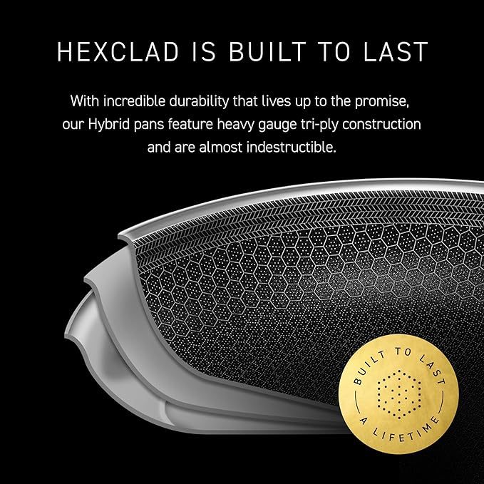 HexClad Hybrid Nonstick 8-Inch Frying Pan, Stay-Cool Handle, Dishwasher-Friendly - Image 5