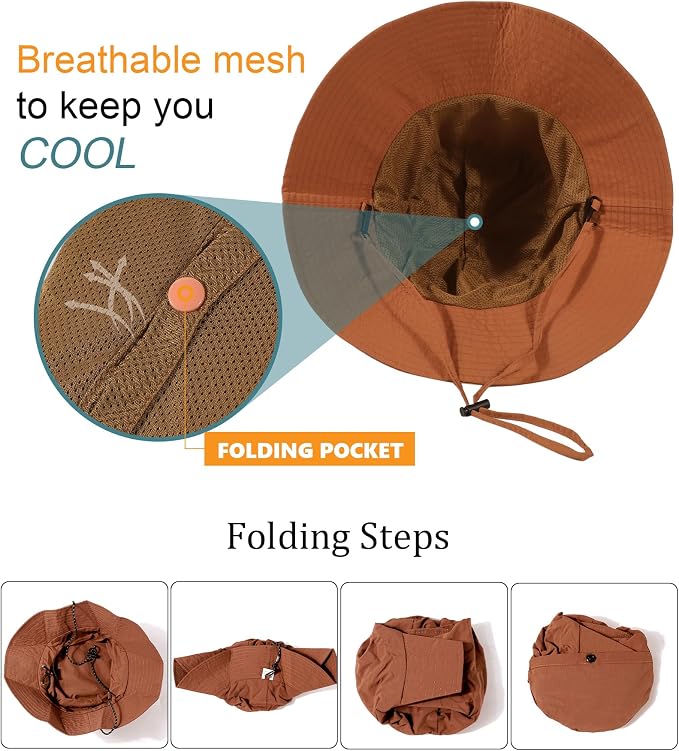 Water-Resistant Sun UPF 50+ Bucket Hat Protection Packable Brimmed Boonie - Image 5
