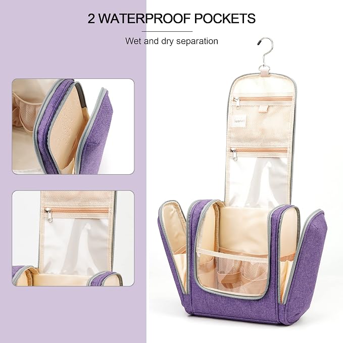 Hanging Travel Toiletry Bag for Women and Men, 6 Organizer Compartments - Image 5