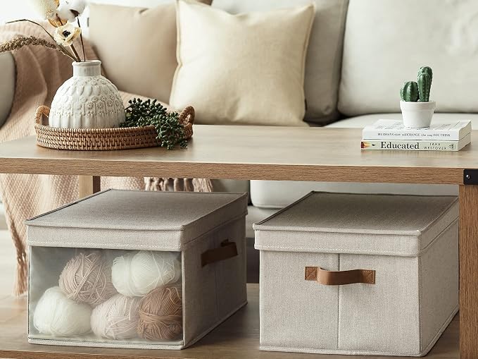 StorageWorks Storage Bins with Lid and Clear Window, Fabric Storage Boxes with - Image 7