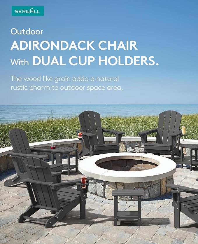 SERWALL Foldable Adirondack Chair Set of 4, HDPE Adirondack Chair - Image 5