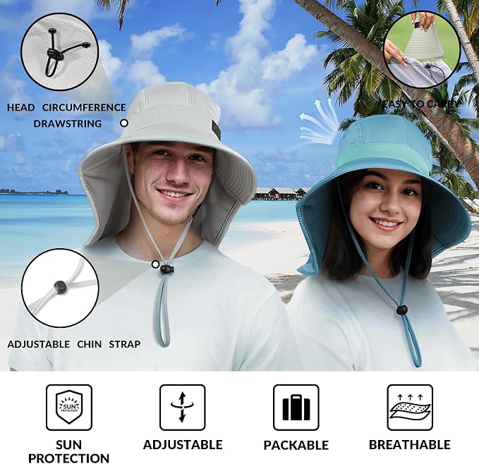 Sukeen Cooling Sun Hat for Men Women UPF50+ Wide Brim Fishing Hat - Image 5