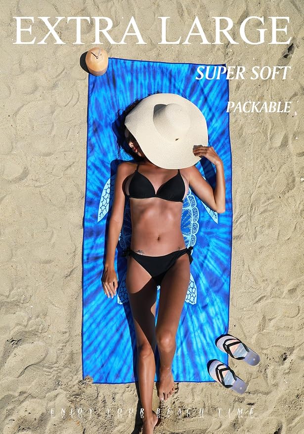 2 Pack Microfiber Lightweight Thin Beach Towel Sand Free Quick Dry Super - Image 3