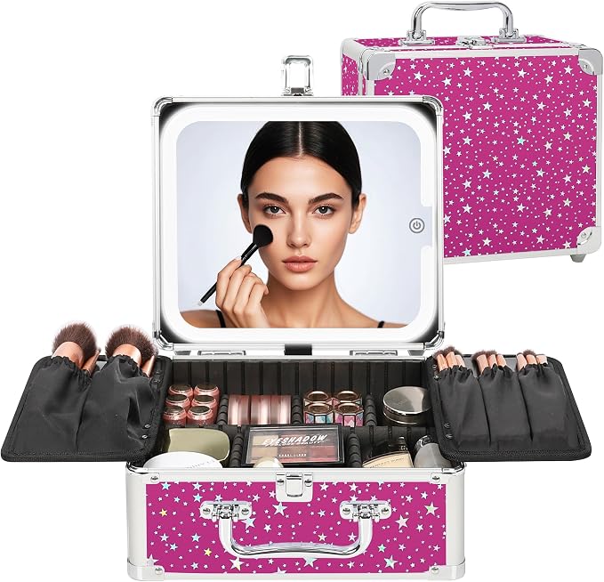 Relavel Makeup Bag with LED Mirror, Makeup Box Travel Train Case with by Relavel