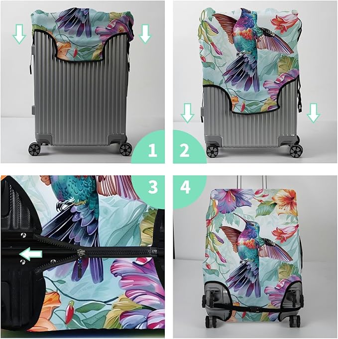 Luggage Cover Suitcase Protector + Tag, Hummingbirds Travel Cover - Image 7